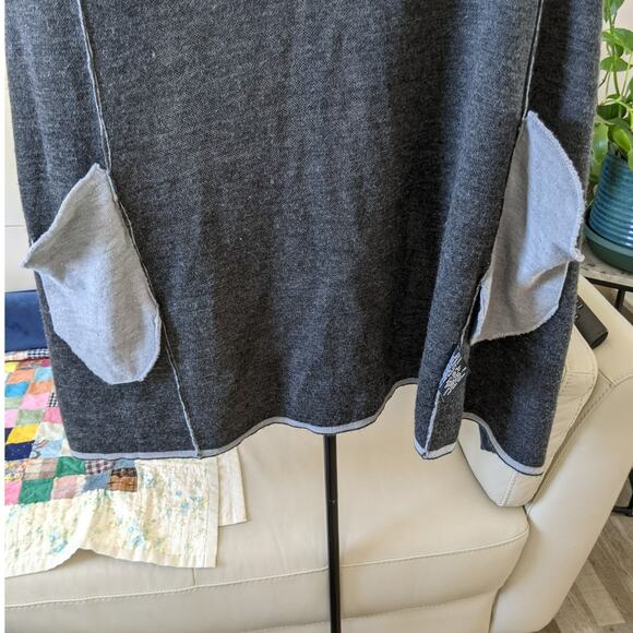 LN 48% WOOL MEDIUM WEIGHT BNCI Blank Noir  2 tone gray hooded cardigan - Picture 5 of 11